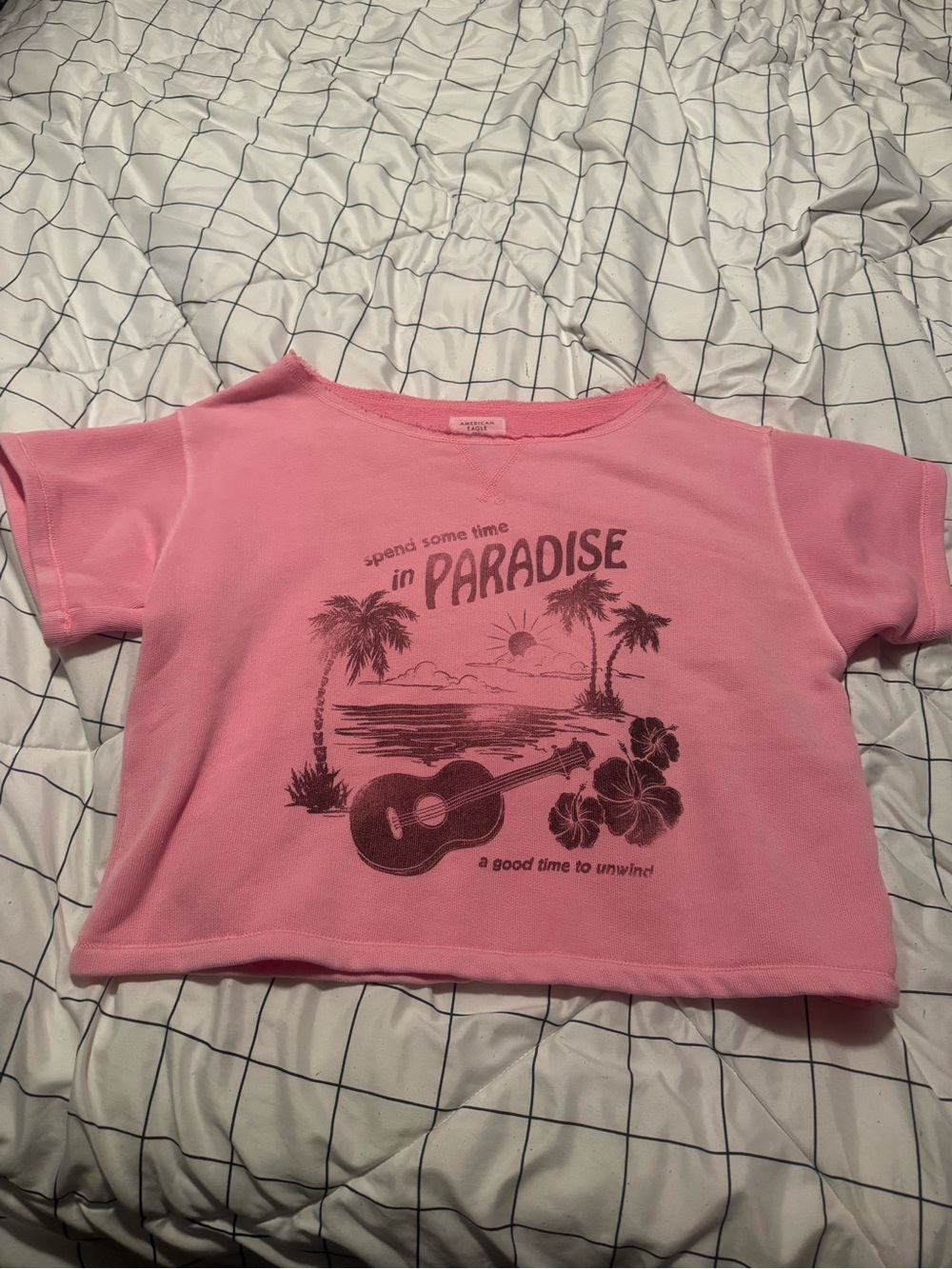 American Eagle Outfitters Pink Paradise Graphic Crop Tee